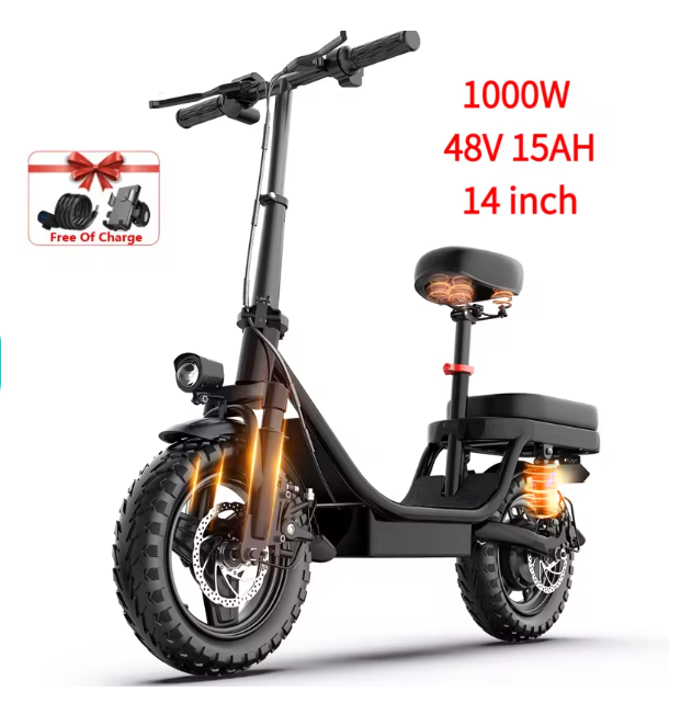 Electric Bike Heavy Duty 1000w 14 26 Inch 30-50mph 48v 10ah 15ah 17.5ah, Capable Of Climbing 45° Slopes Adult Electric Scooters and Electric Bikes
