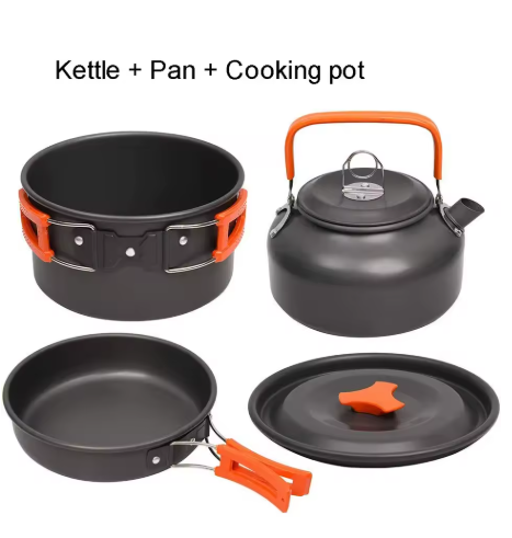 Camping Cookware Kit with Stove Outdoor Cooking Set  Outdoor Pot Travel Tableware Kitchen Hiking Picnic BBQ