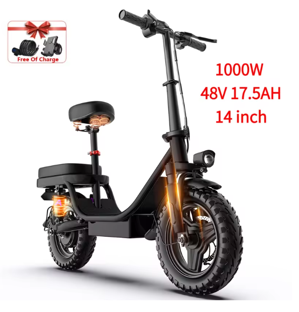 Electric Bike Heavy Duty 1000w 14 26 Inch 30-50mph 48v 10ah 15ah 17.5ah, Capable Of Climbing 45° Slopes Adult Electric Scooters and Electric Bikes